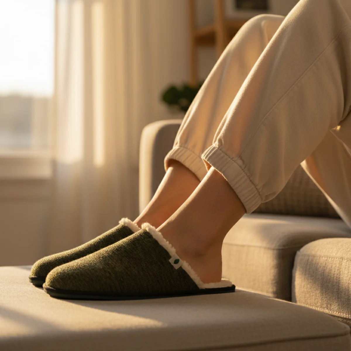 Vegan home slipper green SUS009 - Image 2