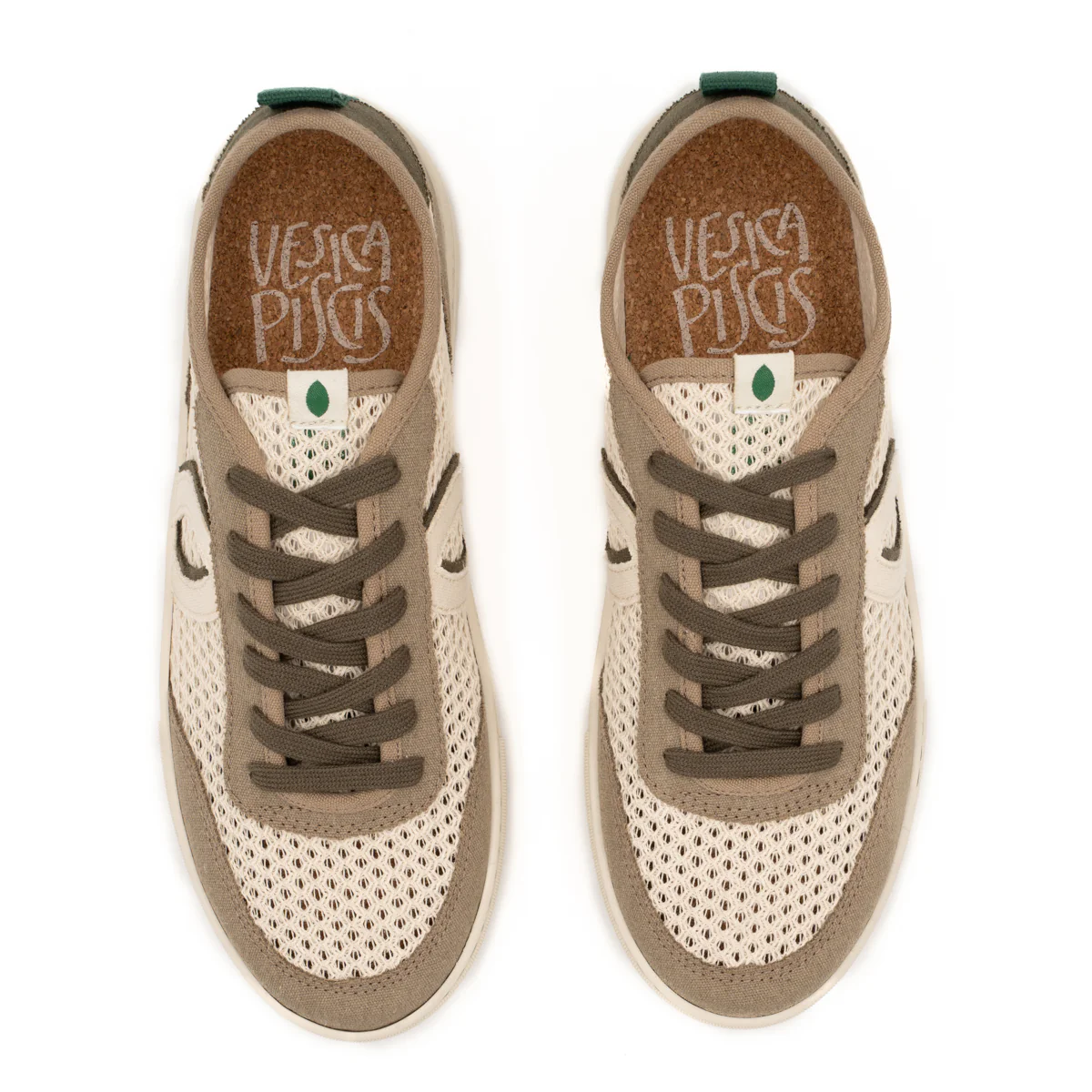 Vegan sneaker mesh off white-taupe BRI012 - Image 3