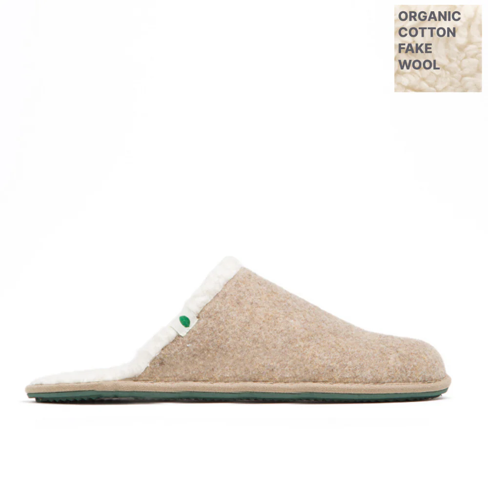 Vegan home slipper taupe SAW004 - Image 2
