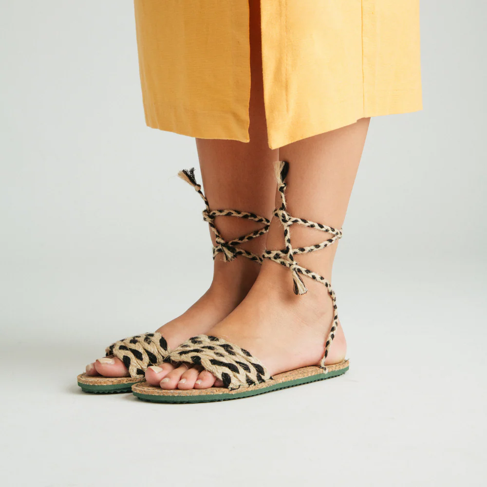 Vegan jute sandal black ANG001 - Image 4