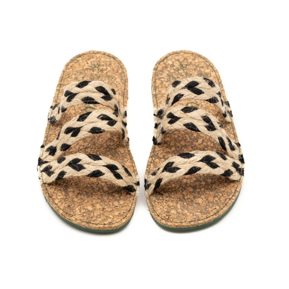 Vegan jute sandal black MAR001 - Image 3