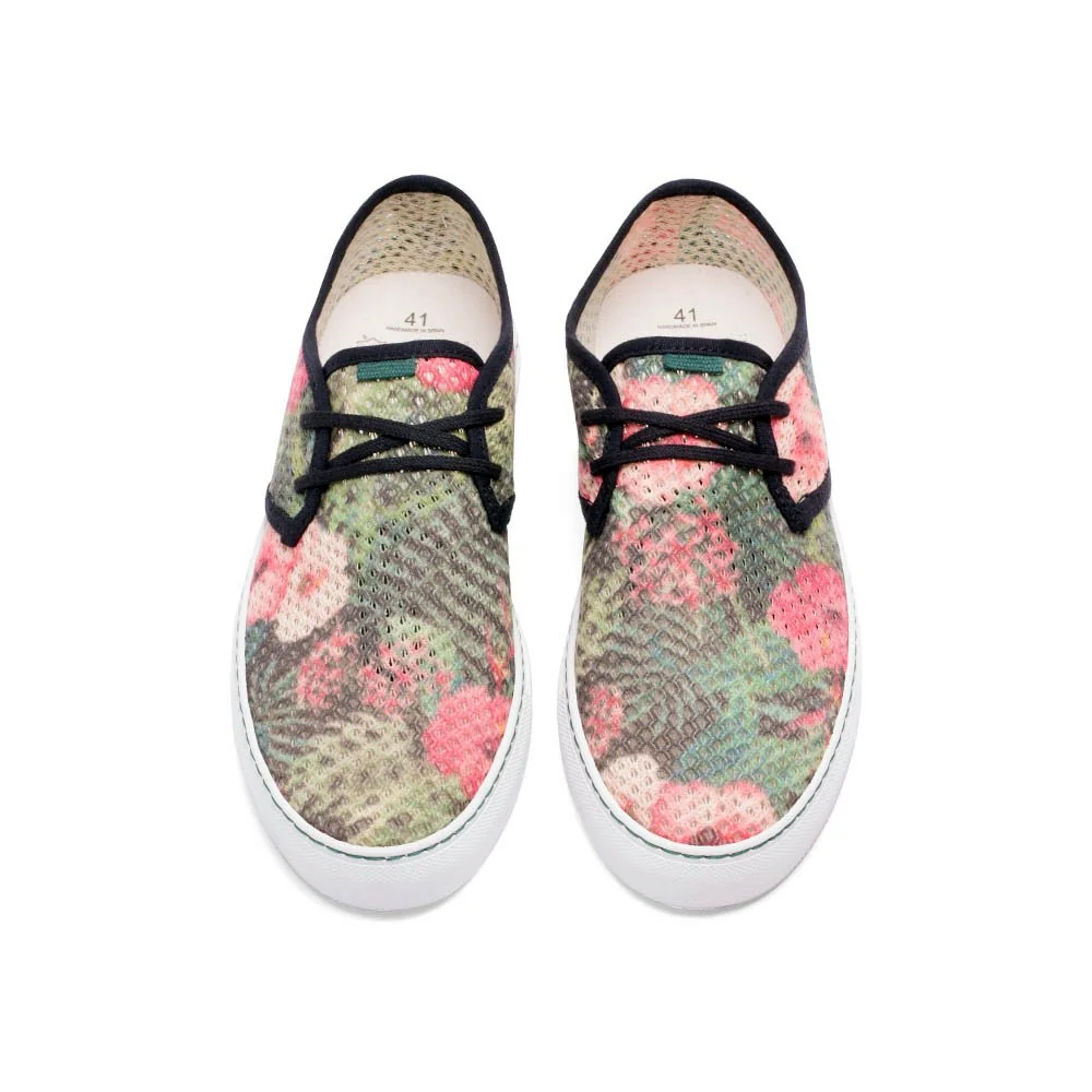 Vegan sneaker mesh black flowers SID015 - Image 3