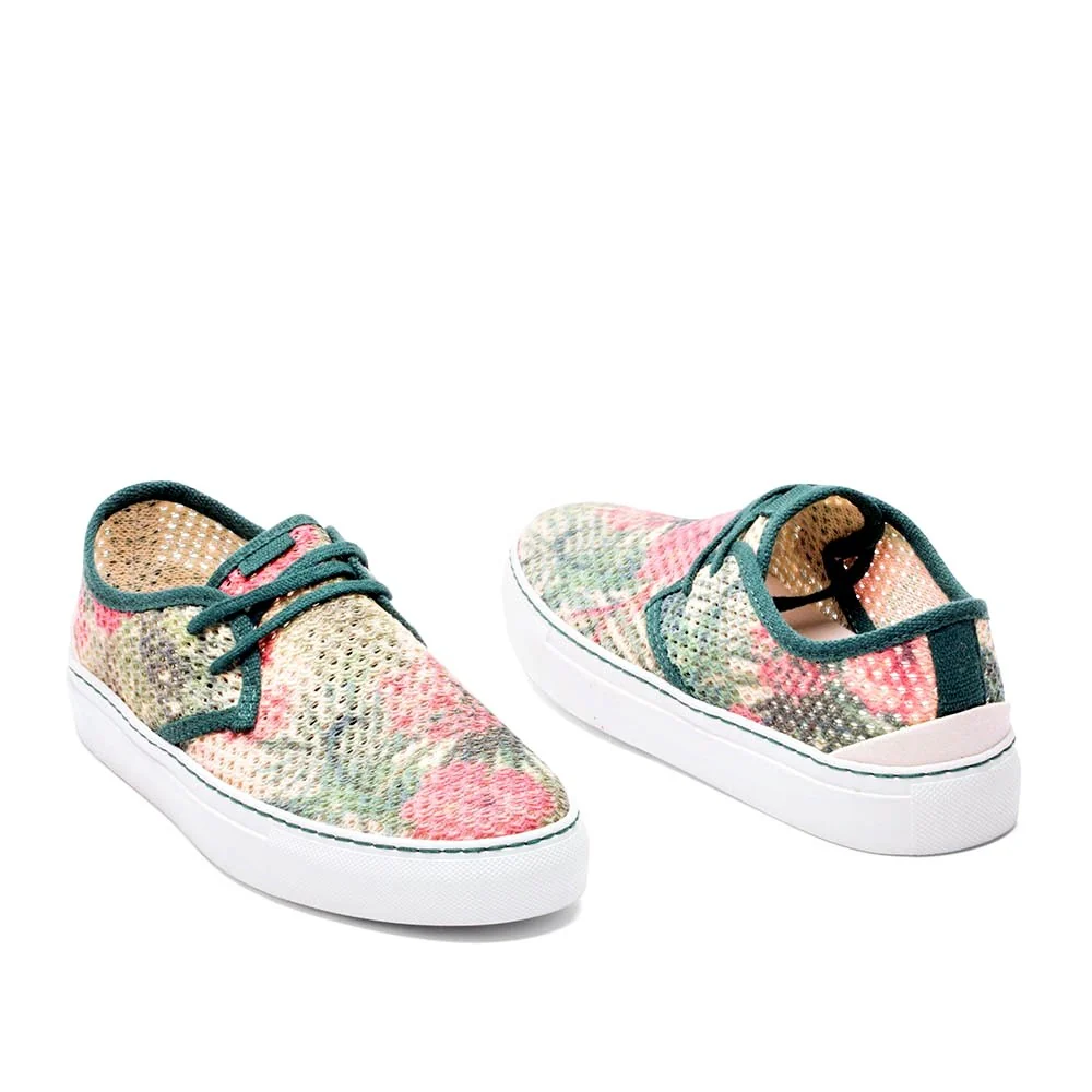 Vegan sneaker mesh white flowers SID014 - Image 2
