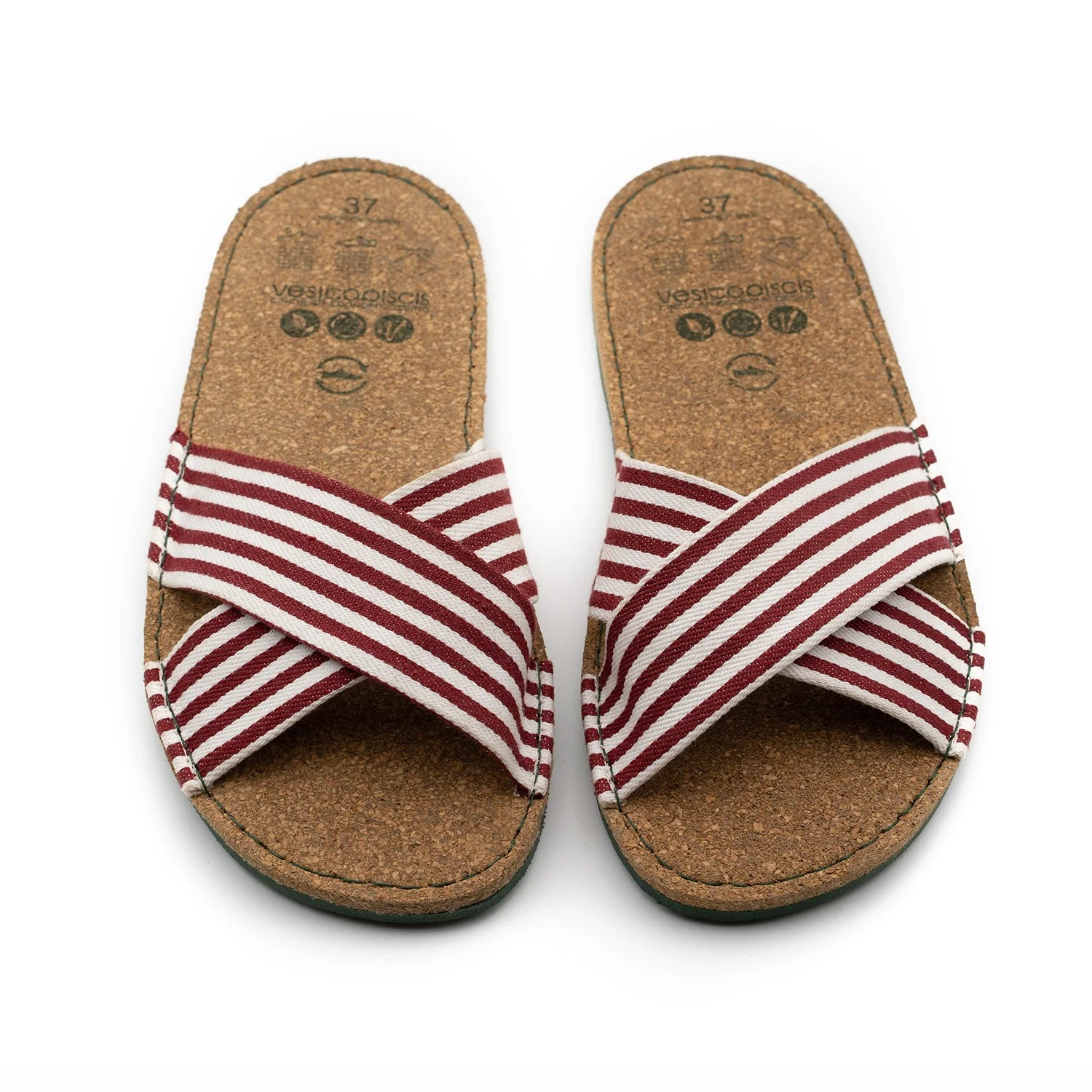 Vegan sandal white-bordeaux SRI015 - Image 2