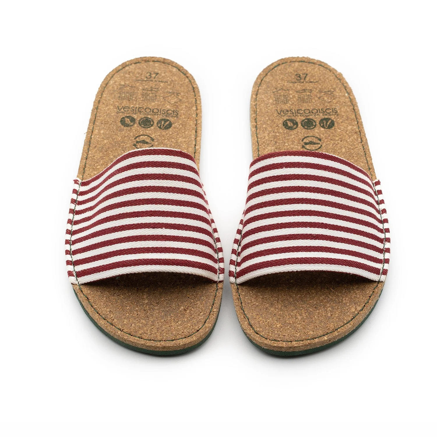 Vegan sandal white-bordeaux BEA015 - Image 2