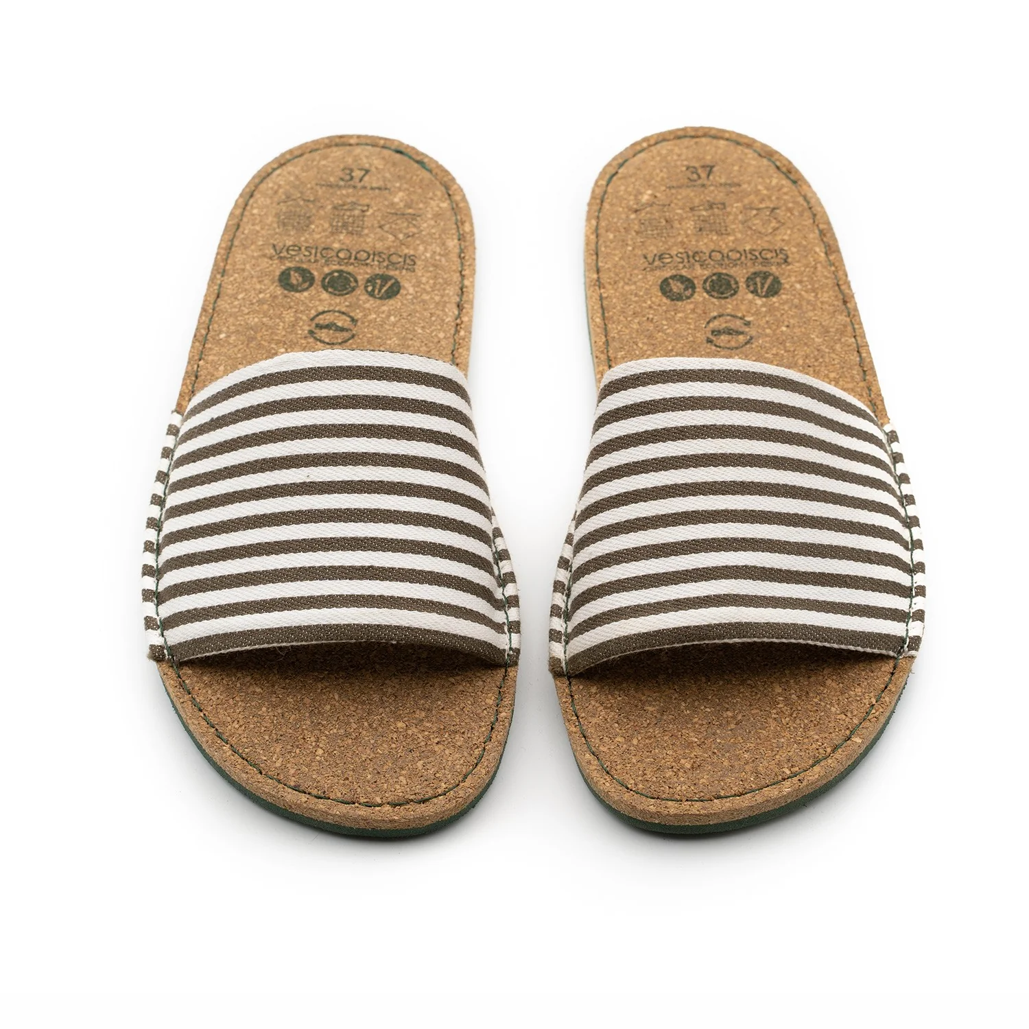 Vegan sandal white-kaki BEA014 - Image 2