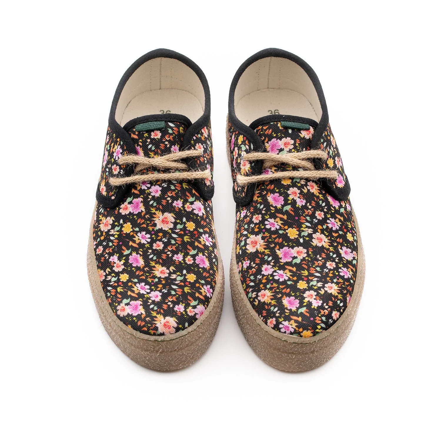 Vegan shoe black flowers GOO007 - Image 3