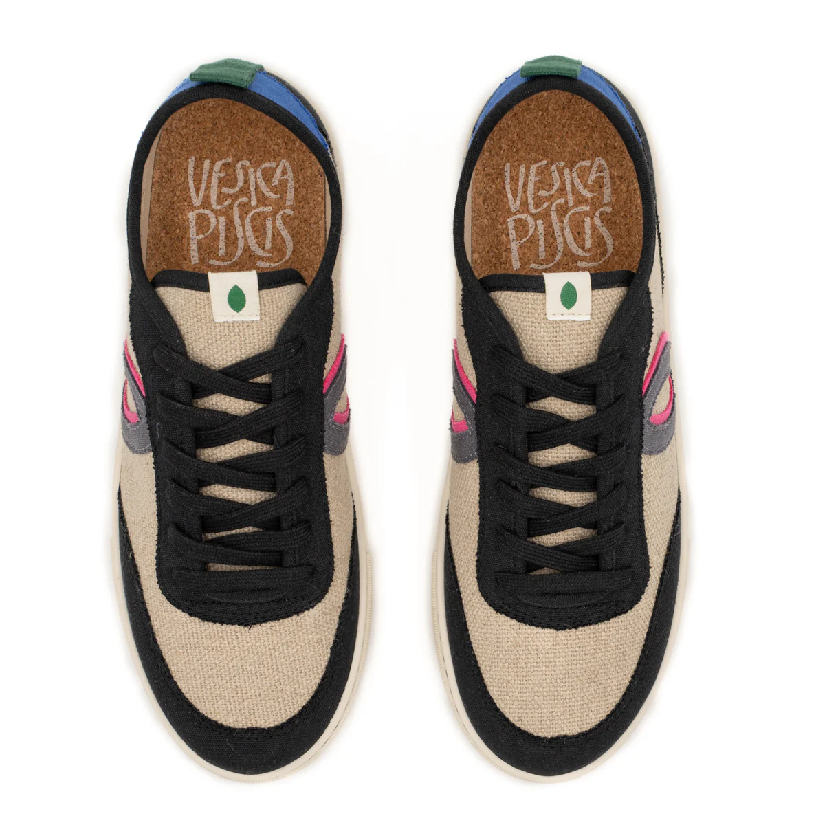 Vegan sneaker linen natural-black BRI019 - Image 4