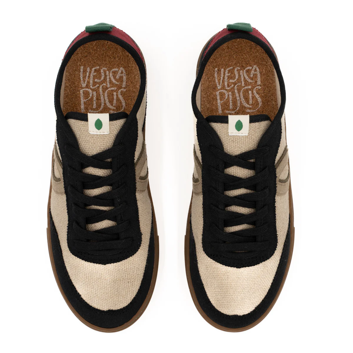 Vegan sneaker linen natural-black BRI021 - Image 3