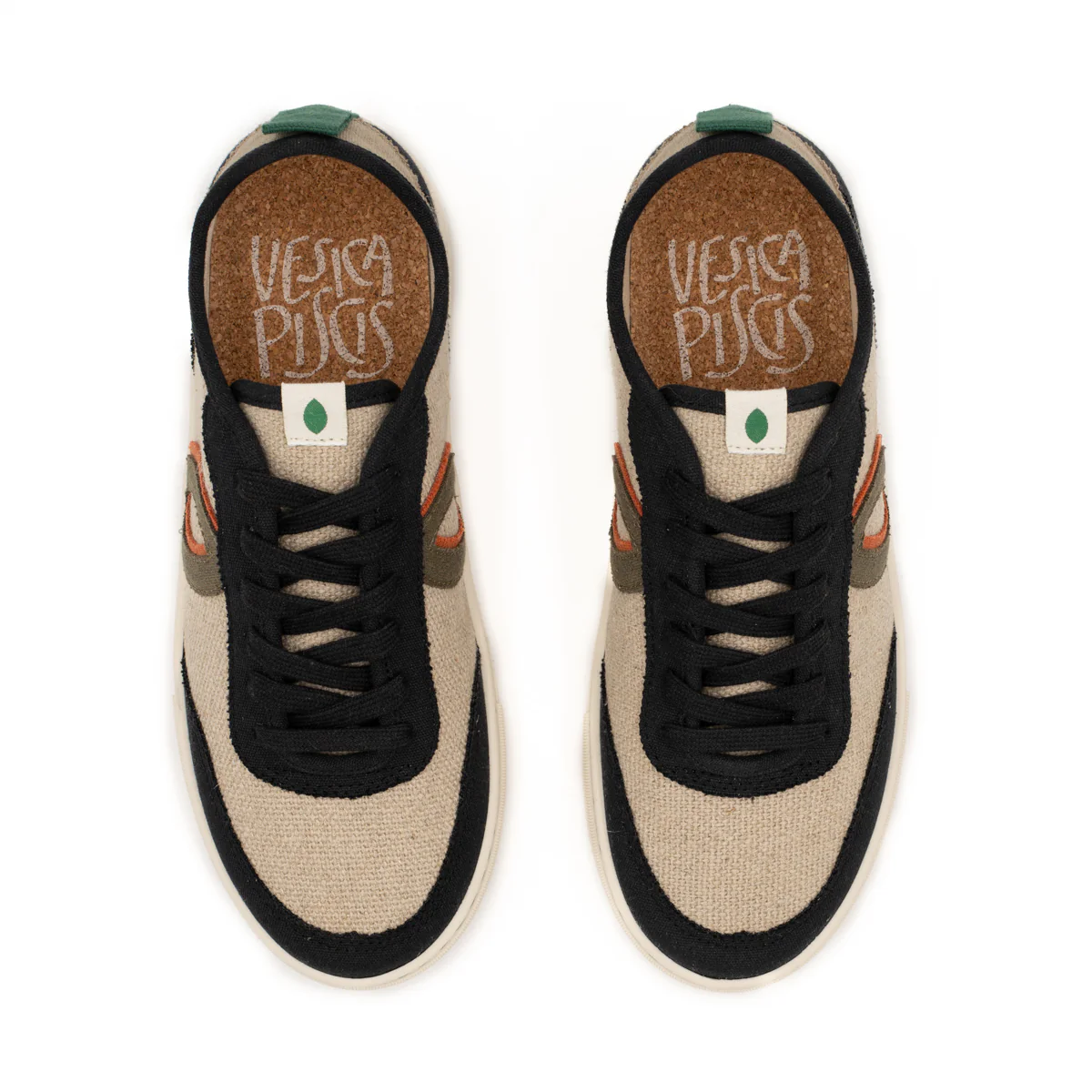 Vegan sneaker linen natural-black BRI024 - Image 3