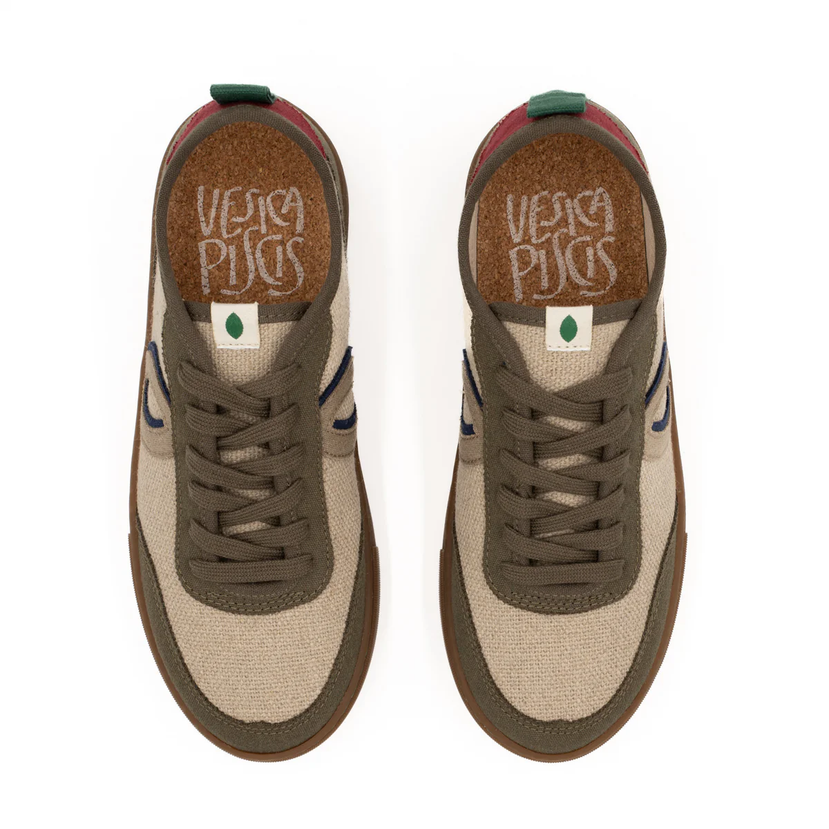 Vegan sneaker linen natural-kaki BRI023 - Image 3