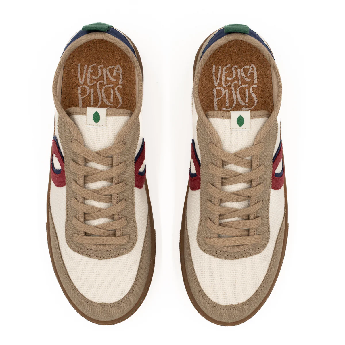 Vegan sneaker linen white-taupe BRI022 - Image 3