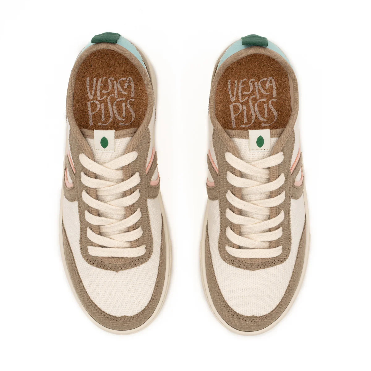 Vegan sneaker linen white-taupe BRI025 - Image 4