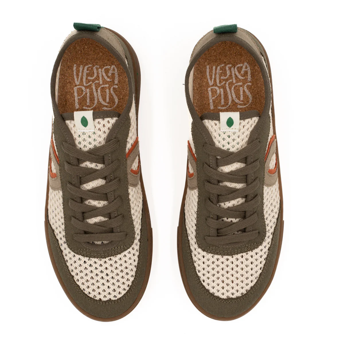 Vegan sneaker mesh off white-kaki BRI010 - Image 3