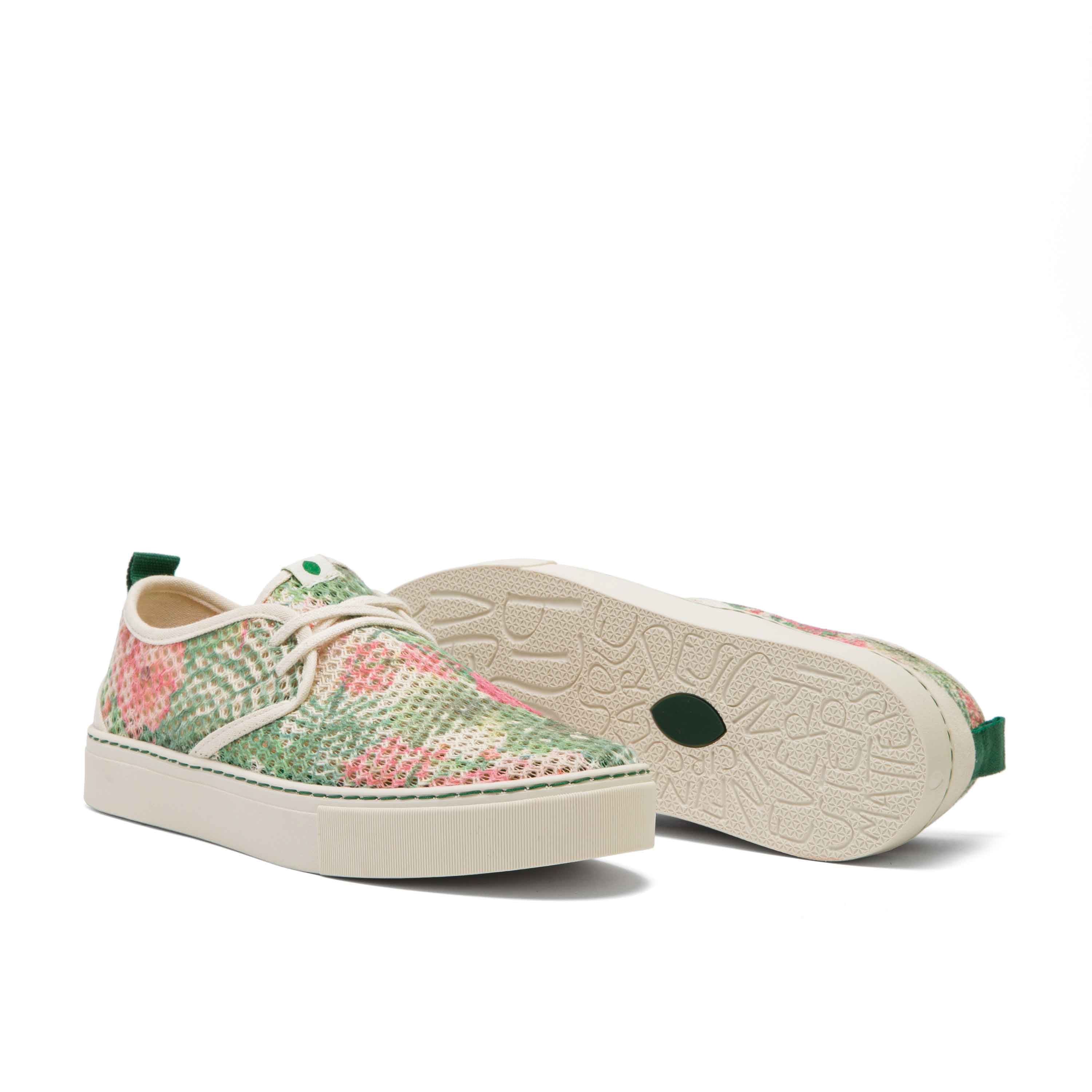 Vegan sneaker mesh white flowers SID039 - Image 3