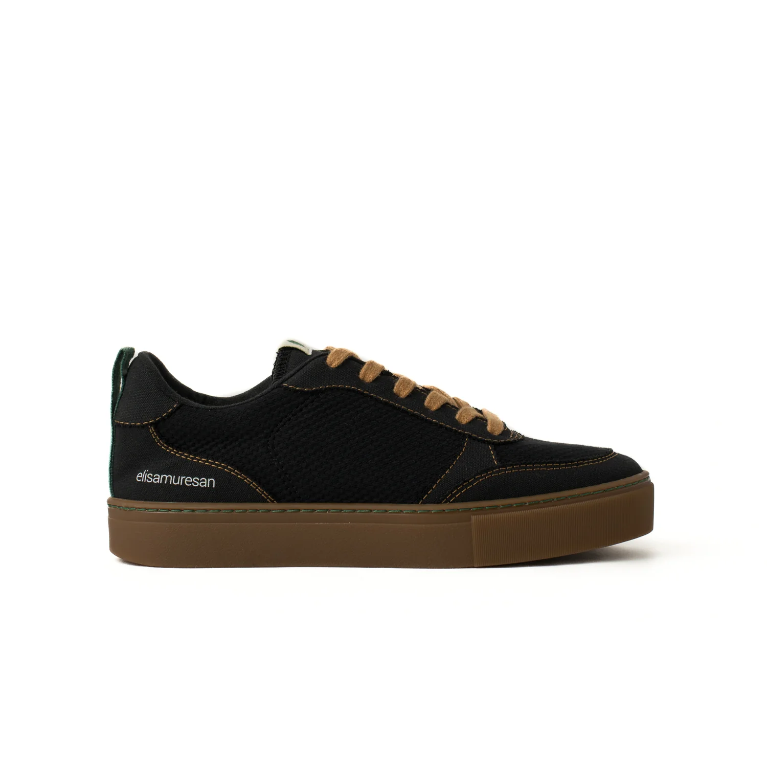 Vegan sneaker Piti black-camel SON044