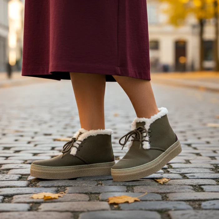 Vegan winter bootie khaki VAN006 - Image 2