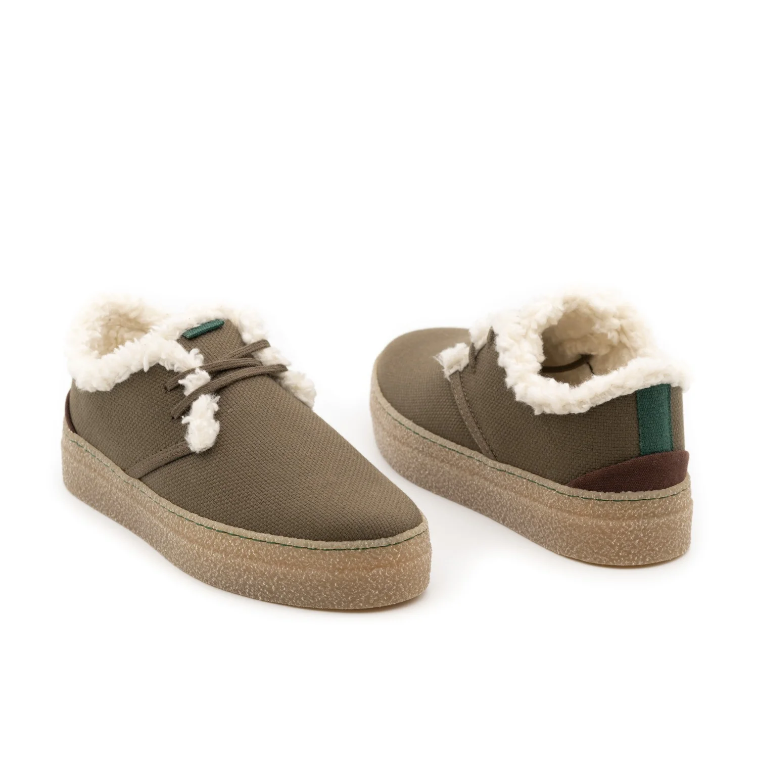 Vegan winter shoe khaki GOO016 - Image 2